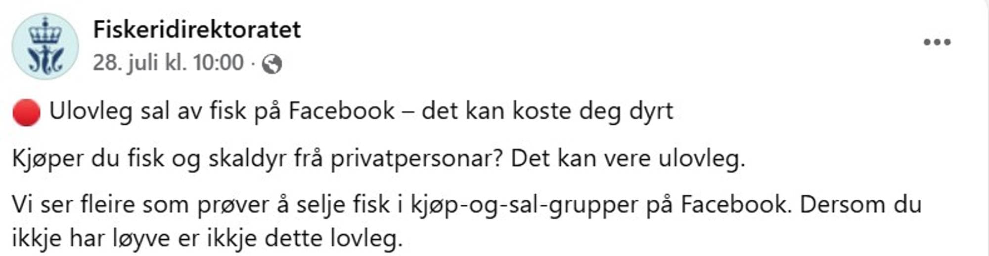 Fiskeridirektoratet på Facebook