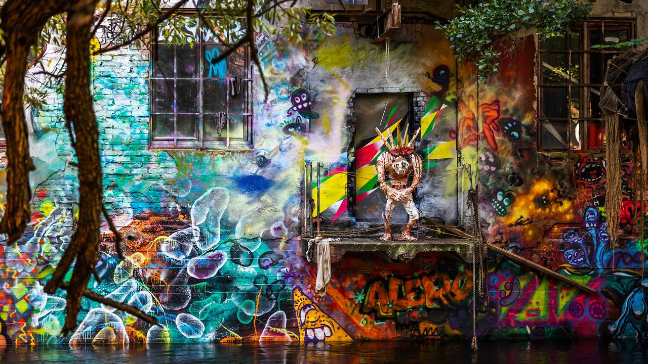 Grafitti på en vegg langs Akerselva i Oslo.