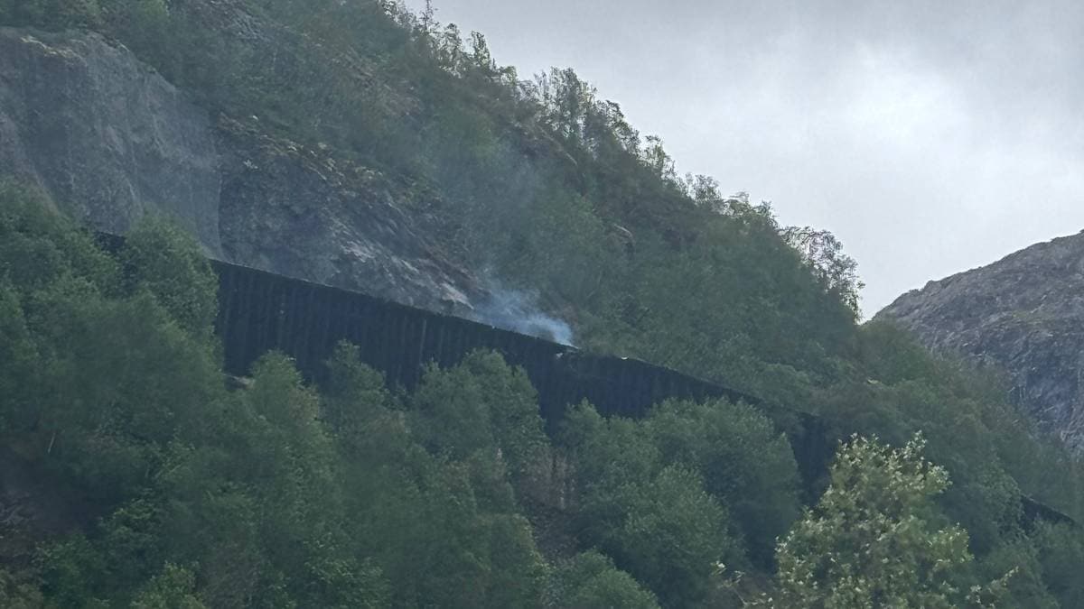 Full stans på Bergensbanen etter lynnedslag og brann