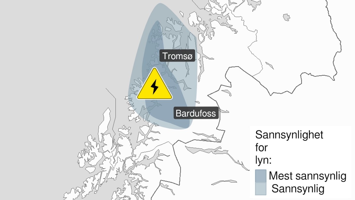 Venter lyn og torden i Troms: Har sendt ut gult farevarsel