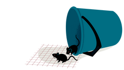 Illustrasjon av bøtte fylt av mus