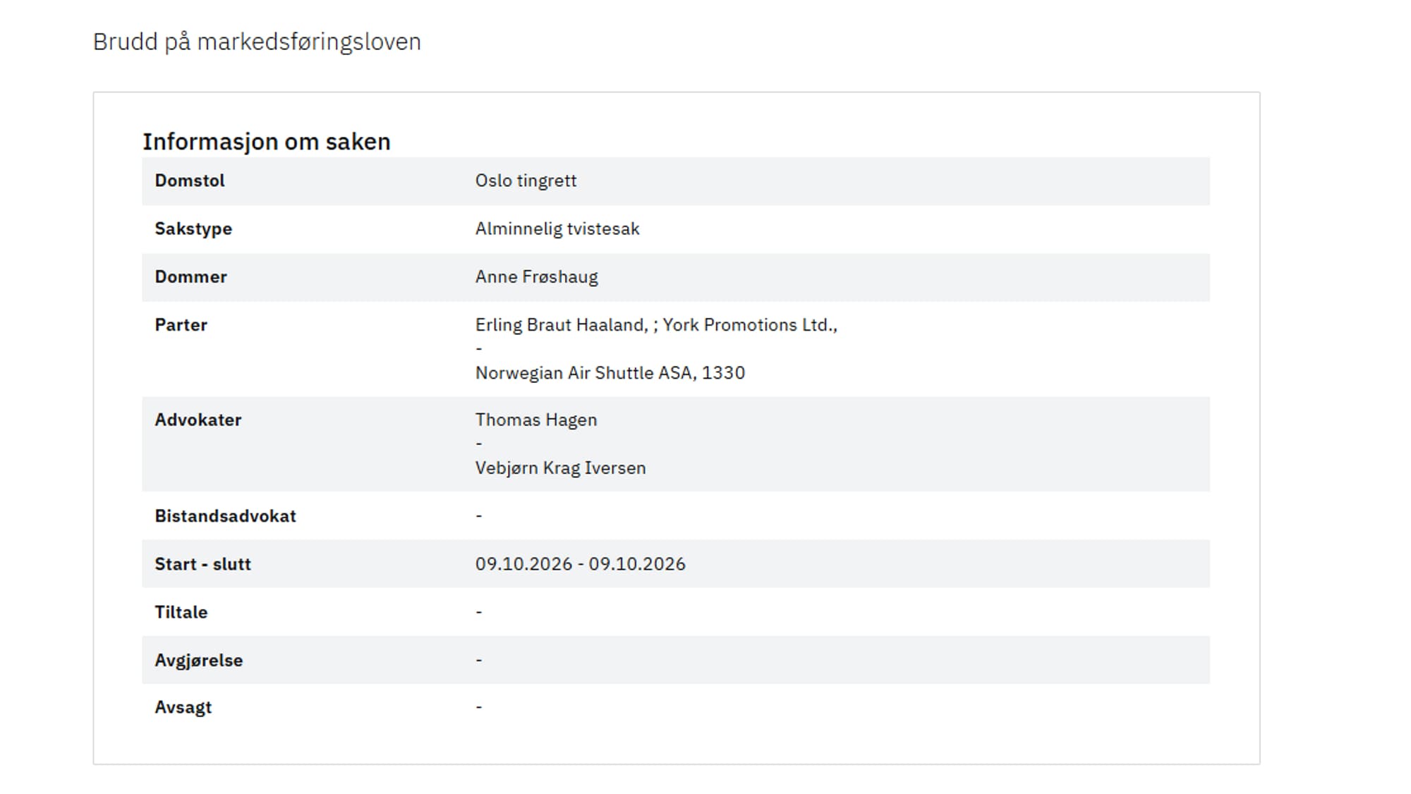 Skjermdump fra Oslo tingrett