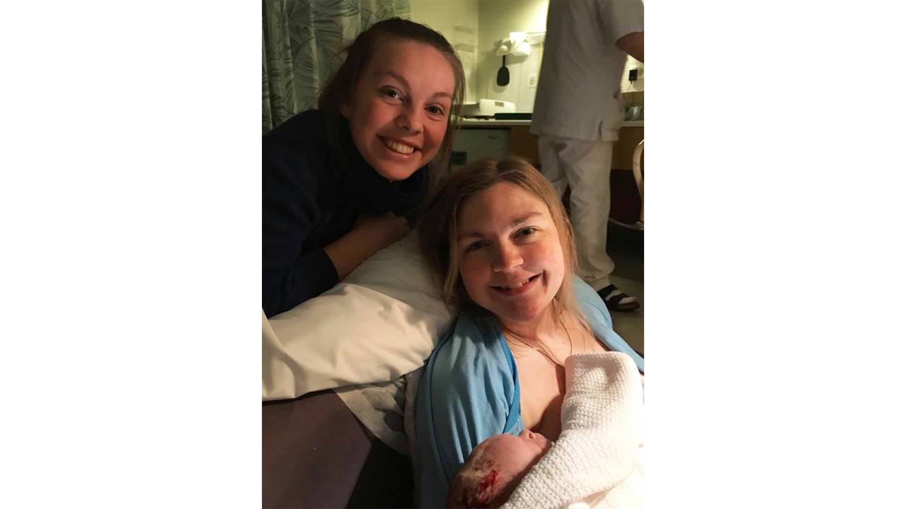 Marie, Ingrid og Pauline etter fødselen