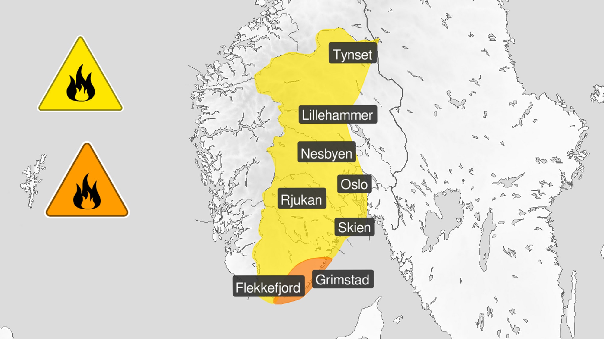 Skogbrannfare oransje agder