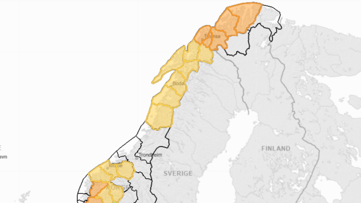 Norge lyser oransje og gult på julaften – Betydelig snøskredfare flere steder