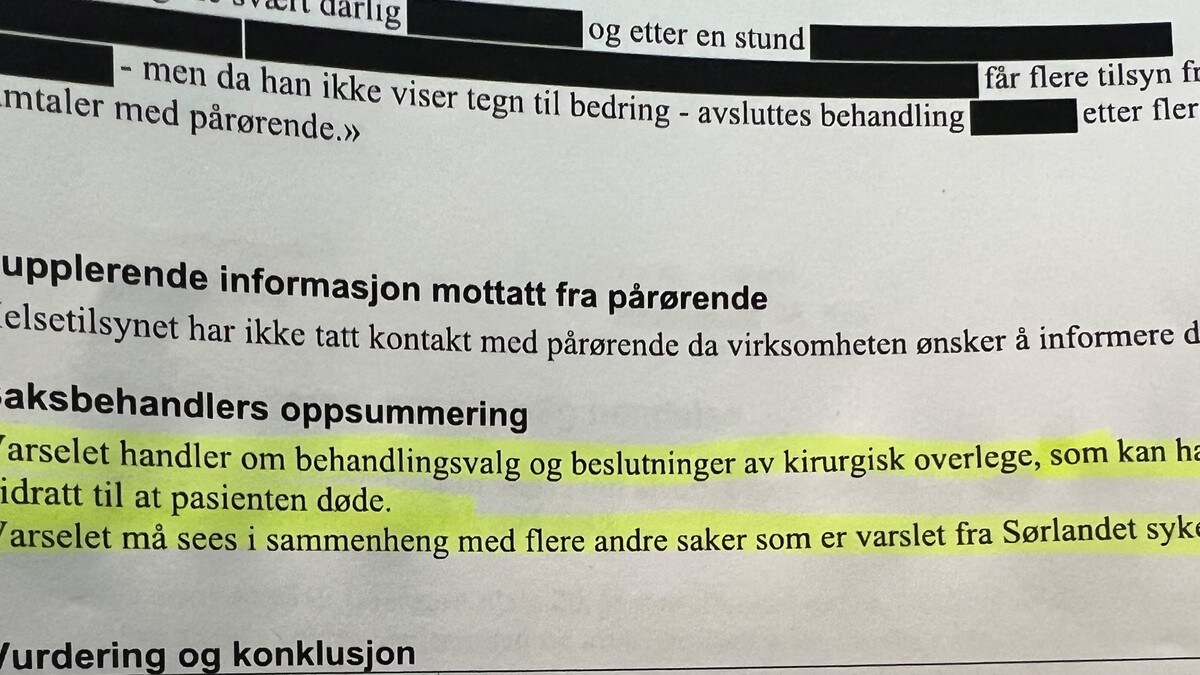 Tre tilsynssaker mot kirurg ved Sørlandet sykehus: Pasient døde
