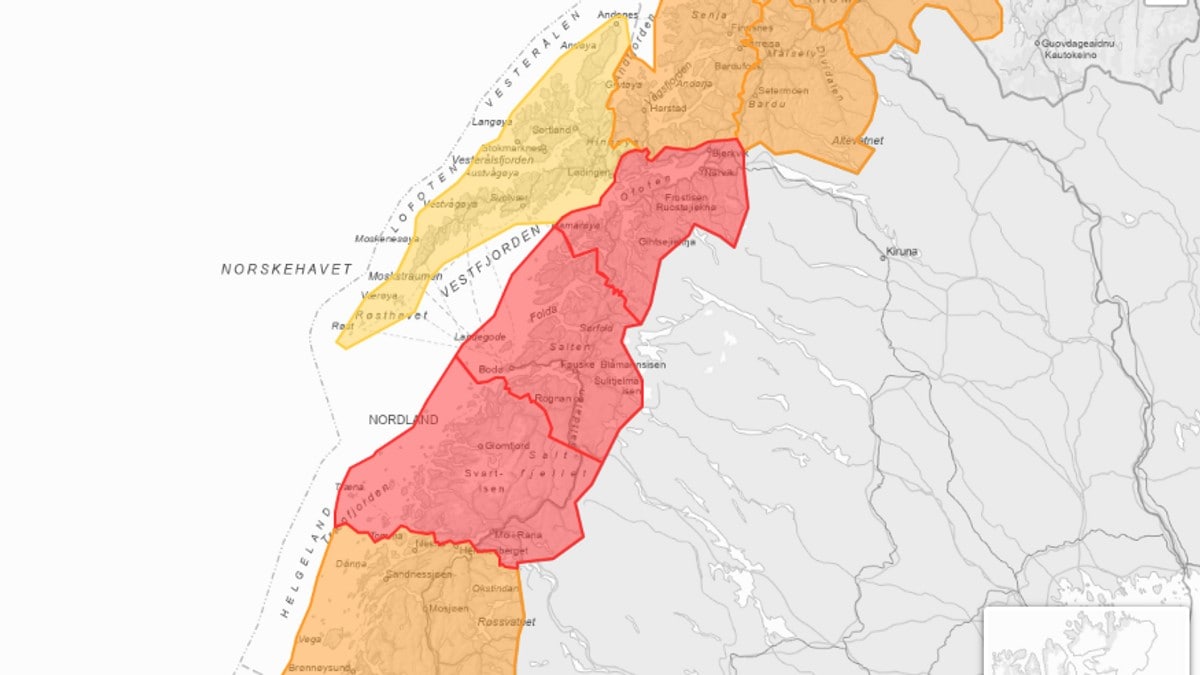Stor sn&oslash;skredfare i Nordland