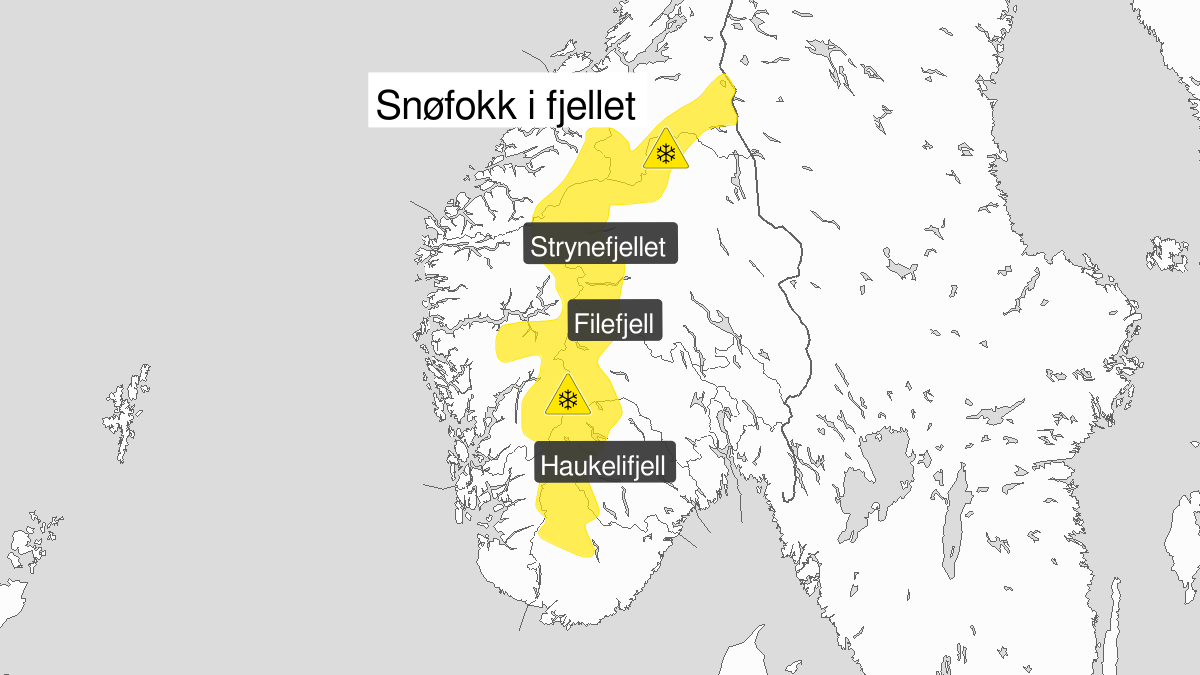 Gult farevarsel for snøfokk i fjellet