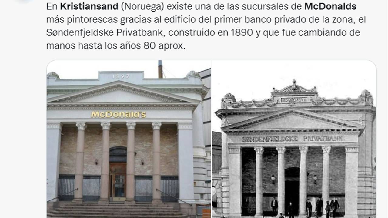 Un utente di Twitter di lingua spagnola parla della banca in cui ora si trovava McDonald's.