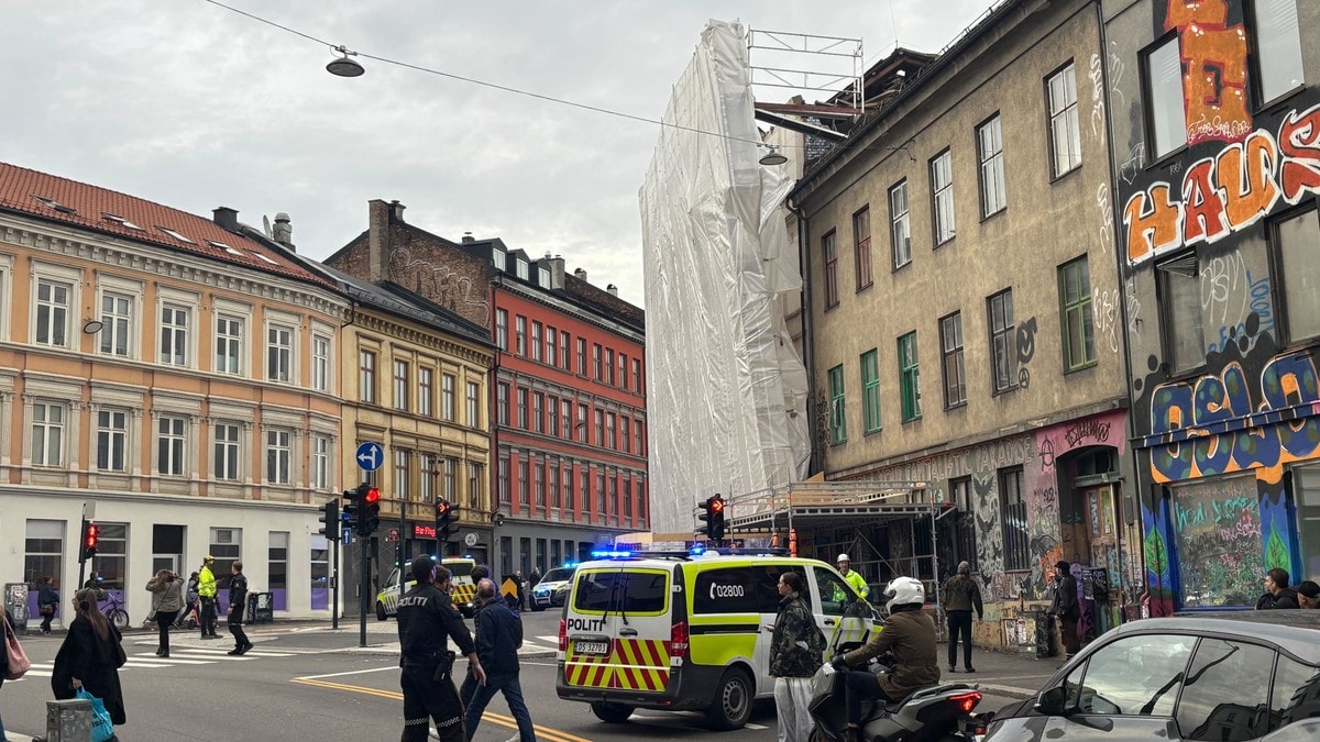 Stillas og bygningsmasse kan rase ut i Oslo sentrum