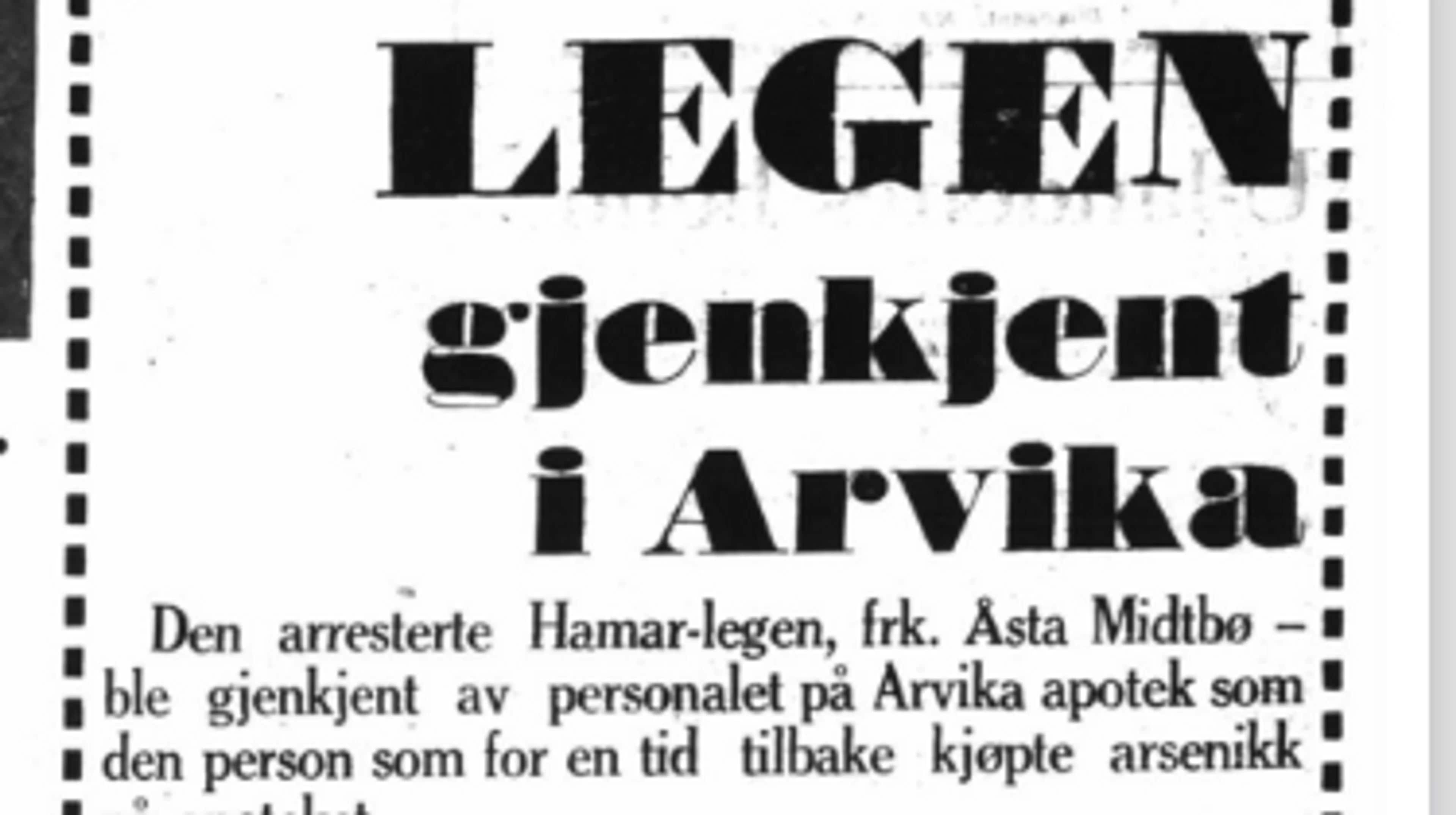 Oppslag i VG om Aasta Midtbø i Arvika
