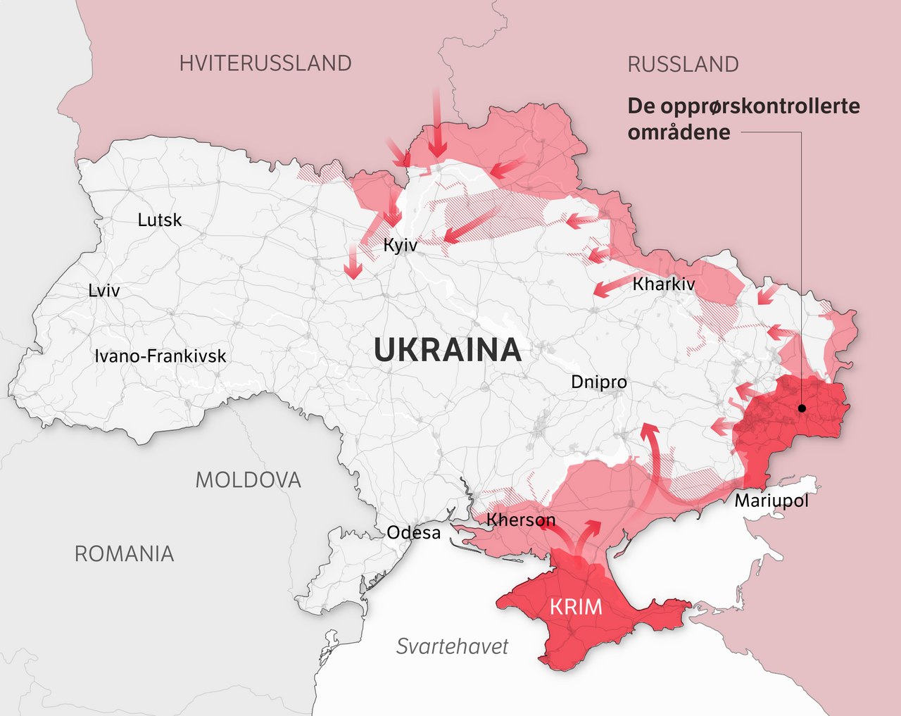 Ukraina oppdatert kart 18.03.2022
