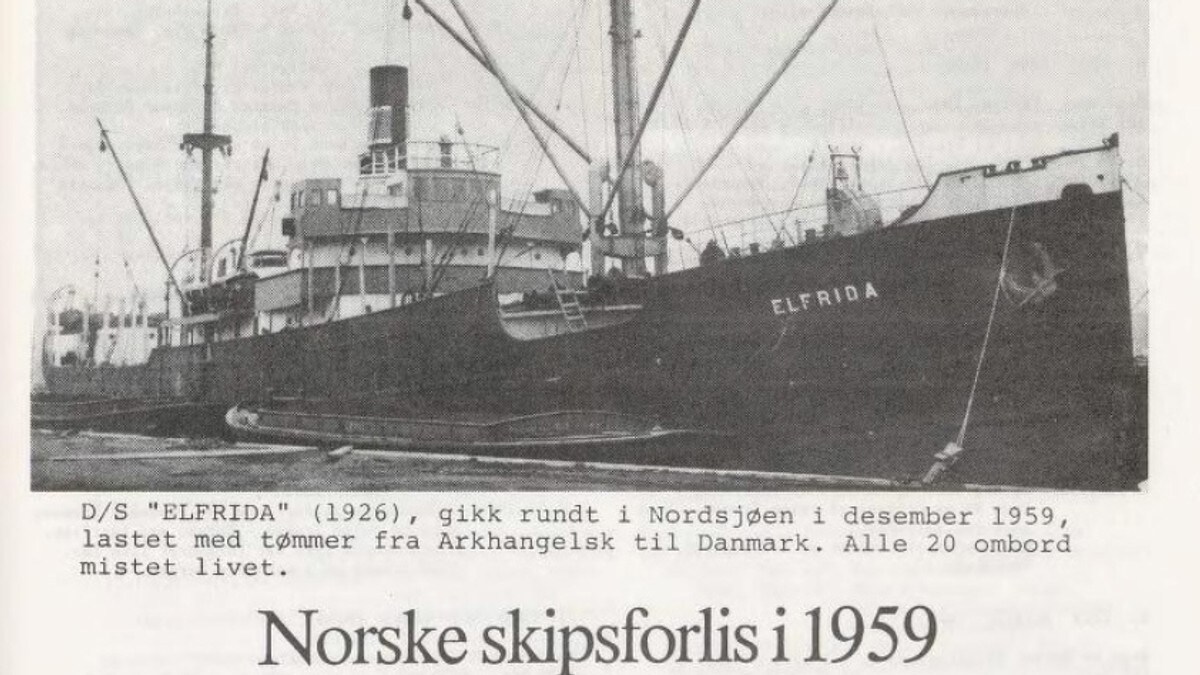 60 år siden Elfrida sank med 20 mann om bord - fortsatt vet man ikke hvorfor båten sank