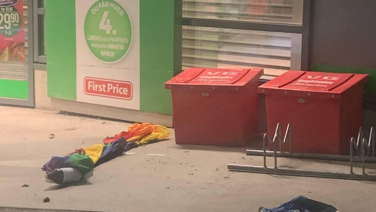 Fant påtent regnbueflagg på nærbutikken: – Forkastelig