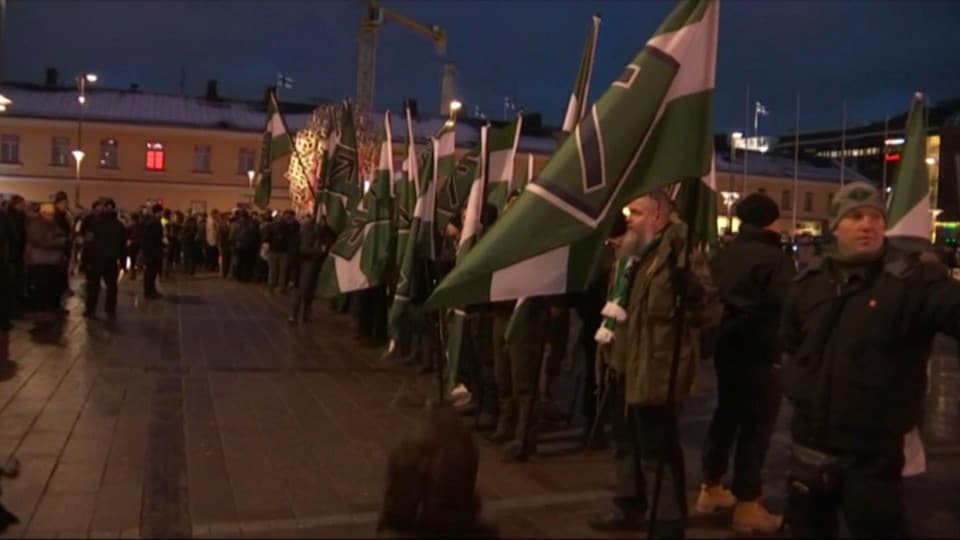 Den nordiske motstands­bevegelsen demonstrerte i Helsingfors