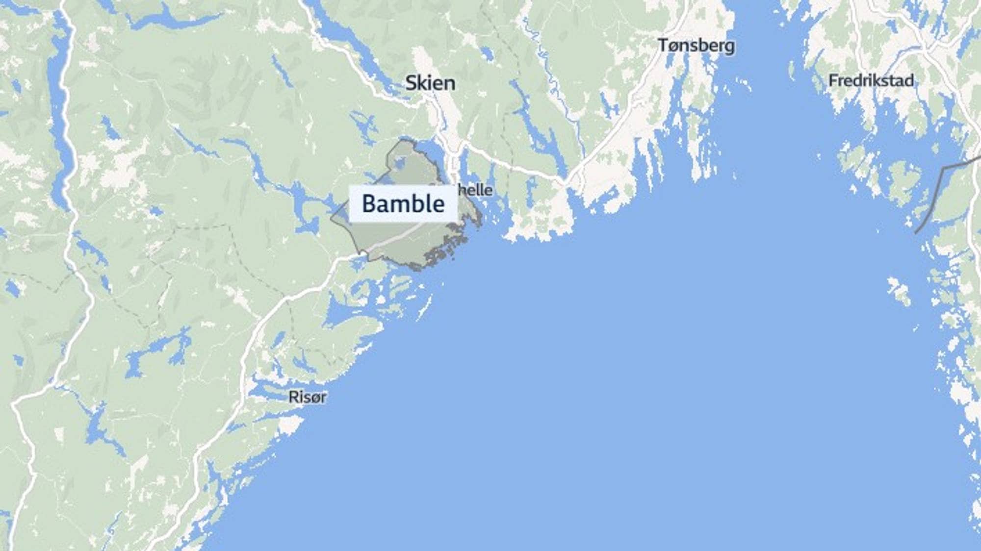 Et kart som viser Bamble og kysten