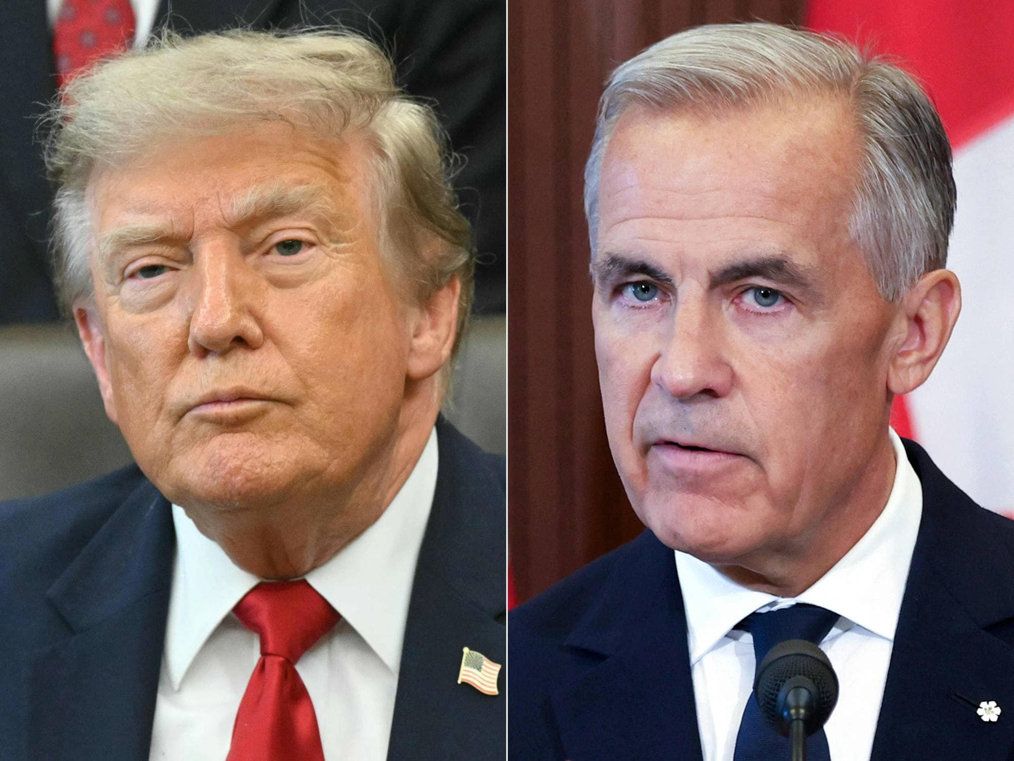 Donald Trump og Mark Carney side om side. 