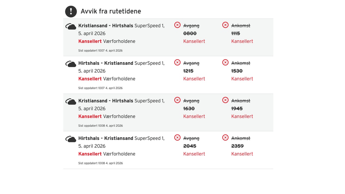 Color Line innstiller fergeavganger søndag