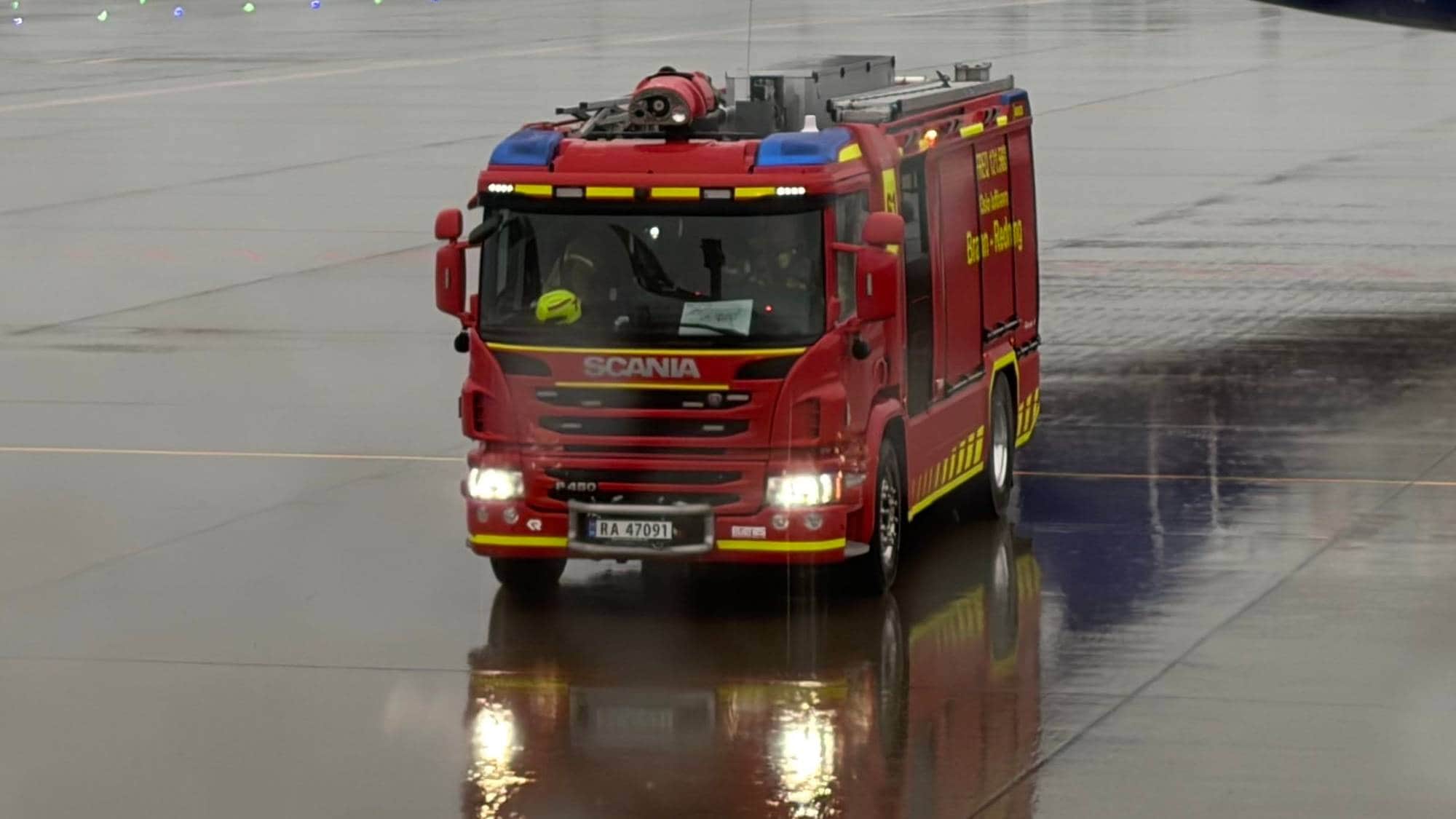 Brannbil på Oslo lufthavn Gardermoen
