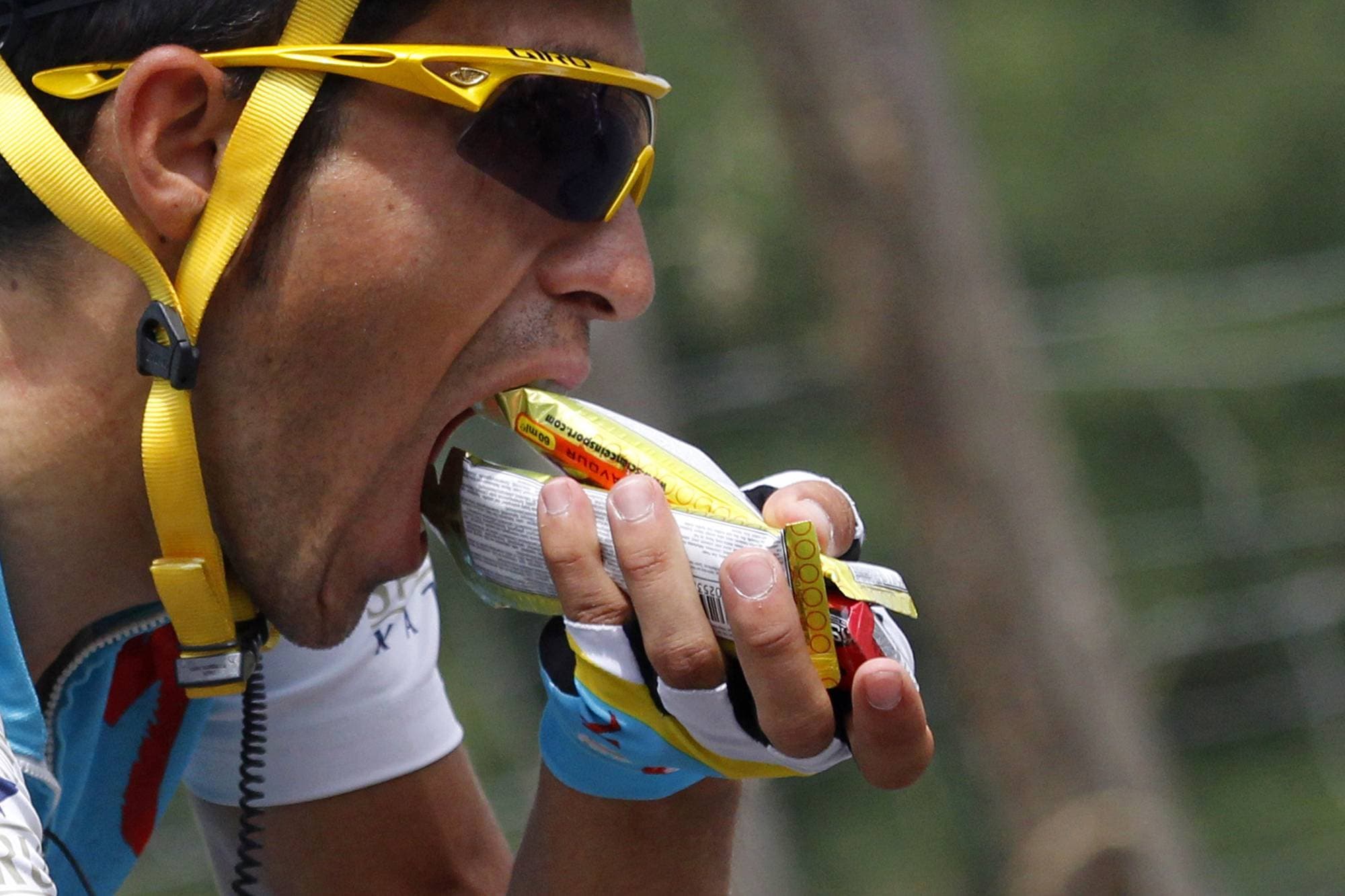 Alberto Contador med energibarer.
