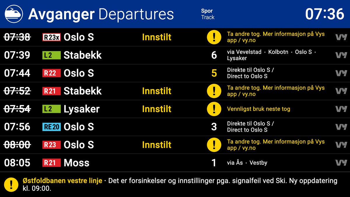 Togproblemer mellom Oslo og Ski: &ndash; Vil trolig vare gjennom morgenrushet