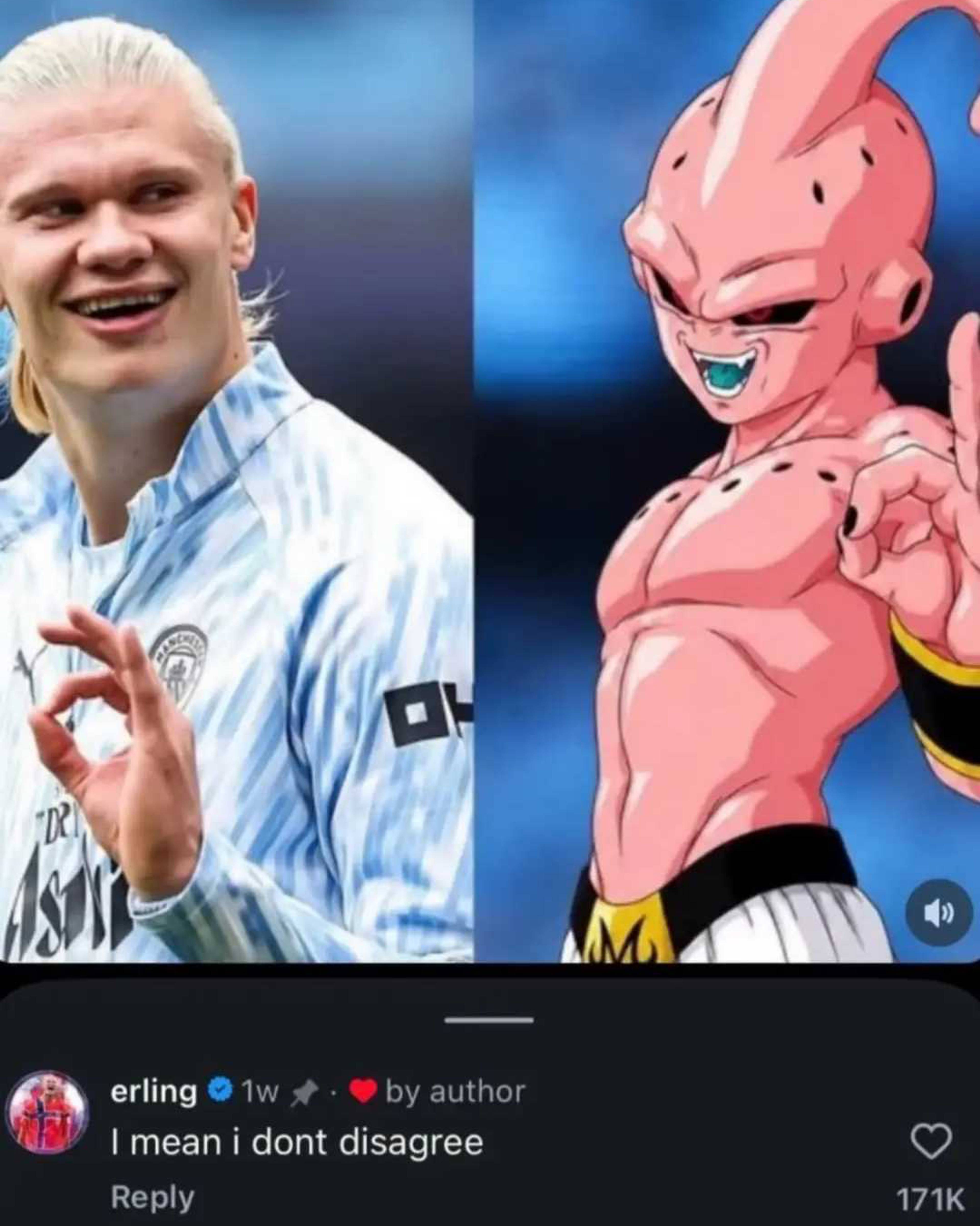 Bilde av at Haaland kommenterer på en Instagrampost
