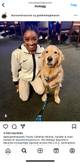Photo: Goldenendogbeacon on Instagram Beacon the therapy dog poses with gymnast Simone Biles.