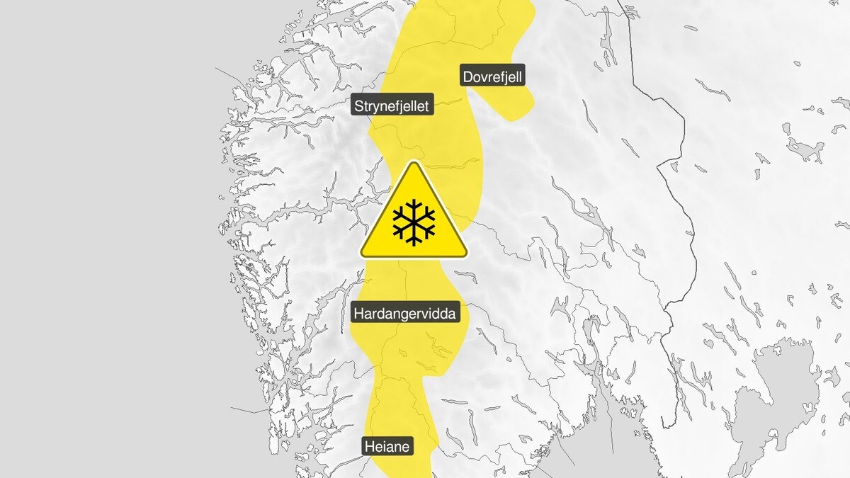 Gult farevarsel: Kan bli kraftig snøfokk i fjellet til helgen
