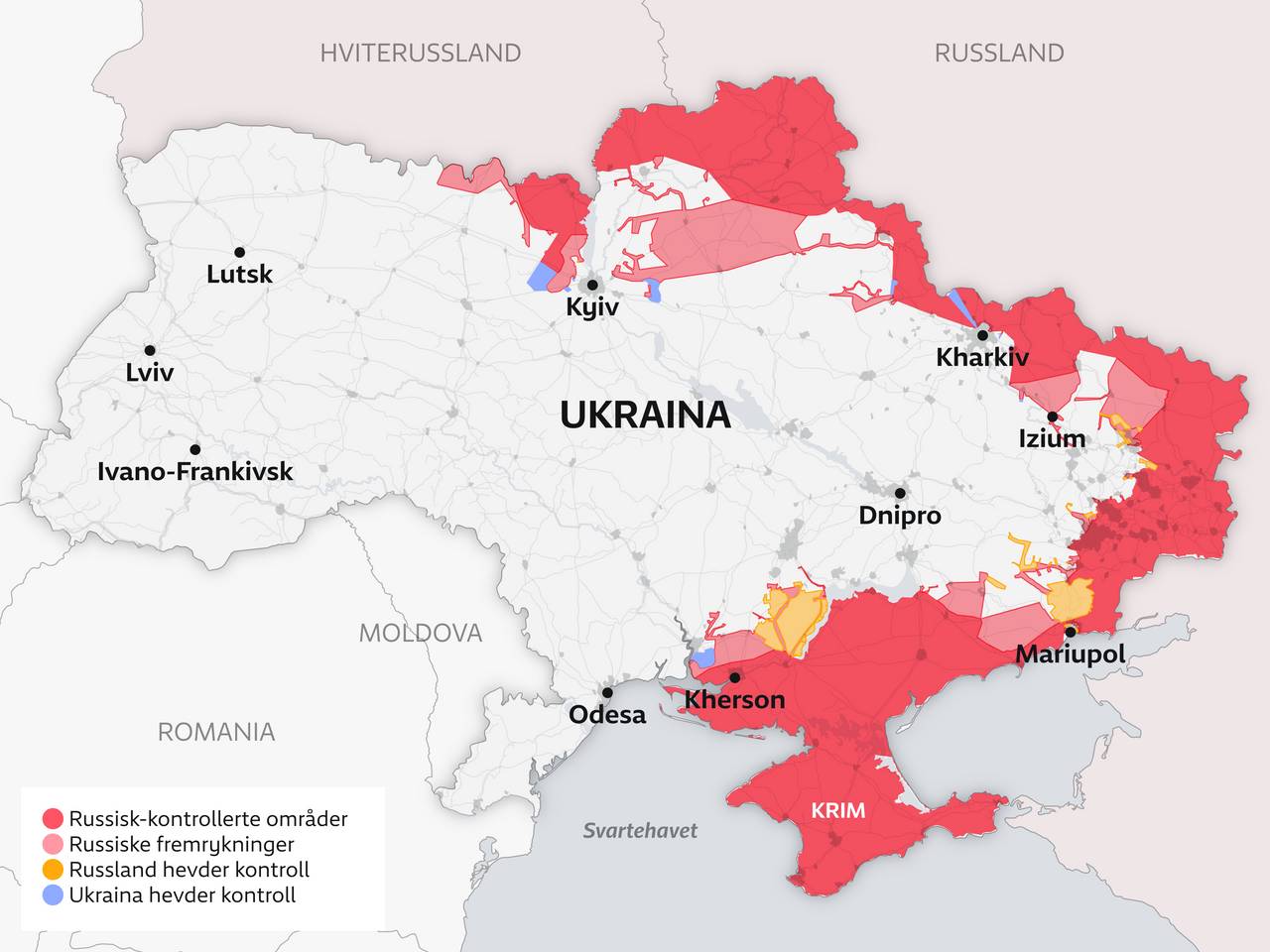 Map of the conflict in Ukraine per 28.03.2022