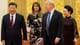 JIM WATSON / AFP,NTB Stemningen mellom de to presidentene var hjertelig da Donald Trump og førstedame Melania Trump ble vist inn til gallamiddag av Xi Jinping og Peng Liyuan i Folkets store hall i november 2017.