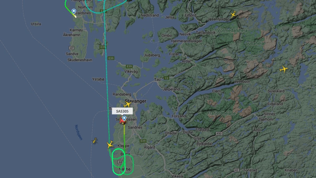 Fly fra Haugesund til Oslo måtte lande i Stavanger