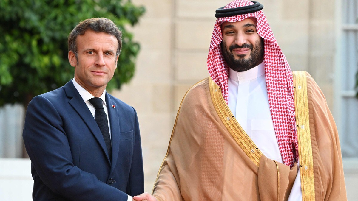 Emmanuel Macron og prins Mohammed bin Salman.