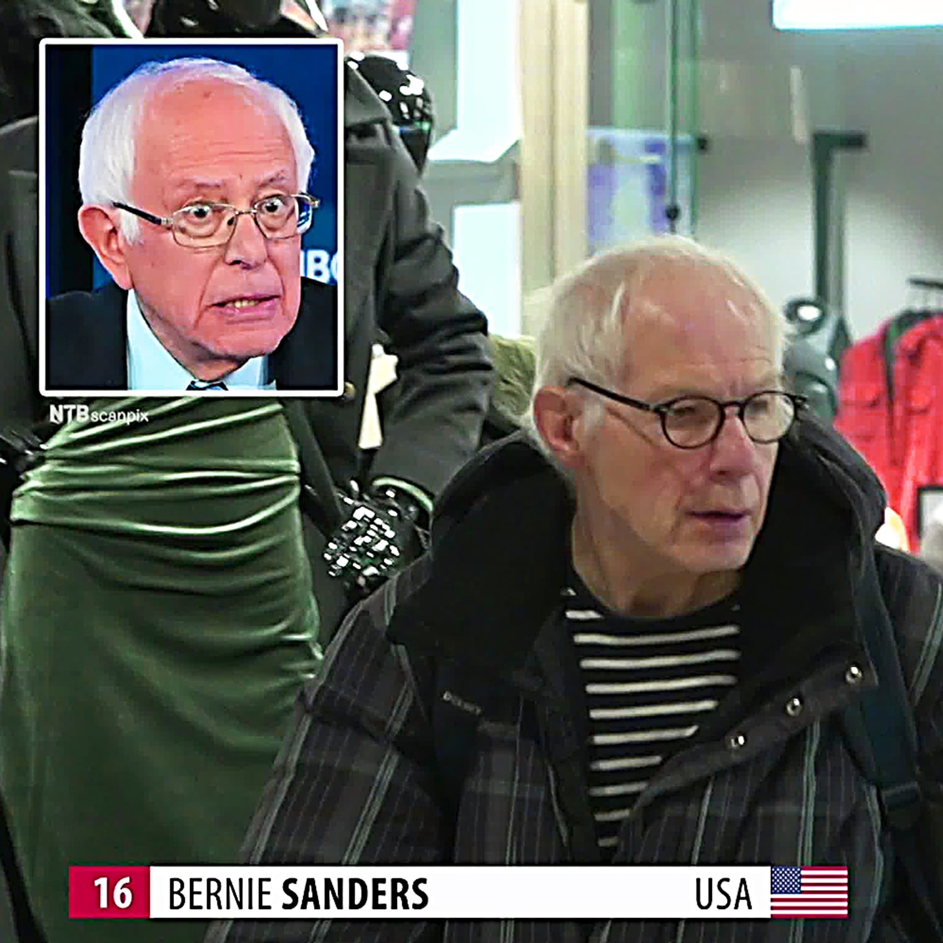Bernie Sanders er på shopping i Bergen