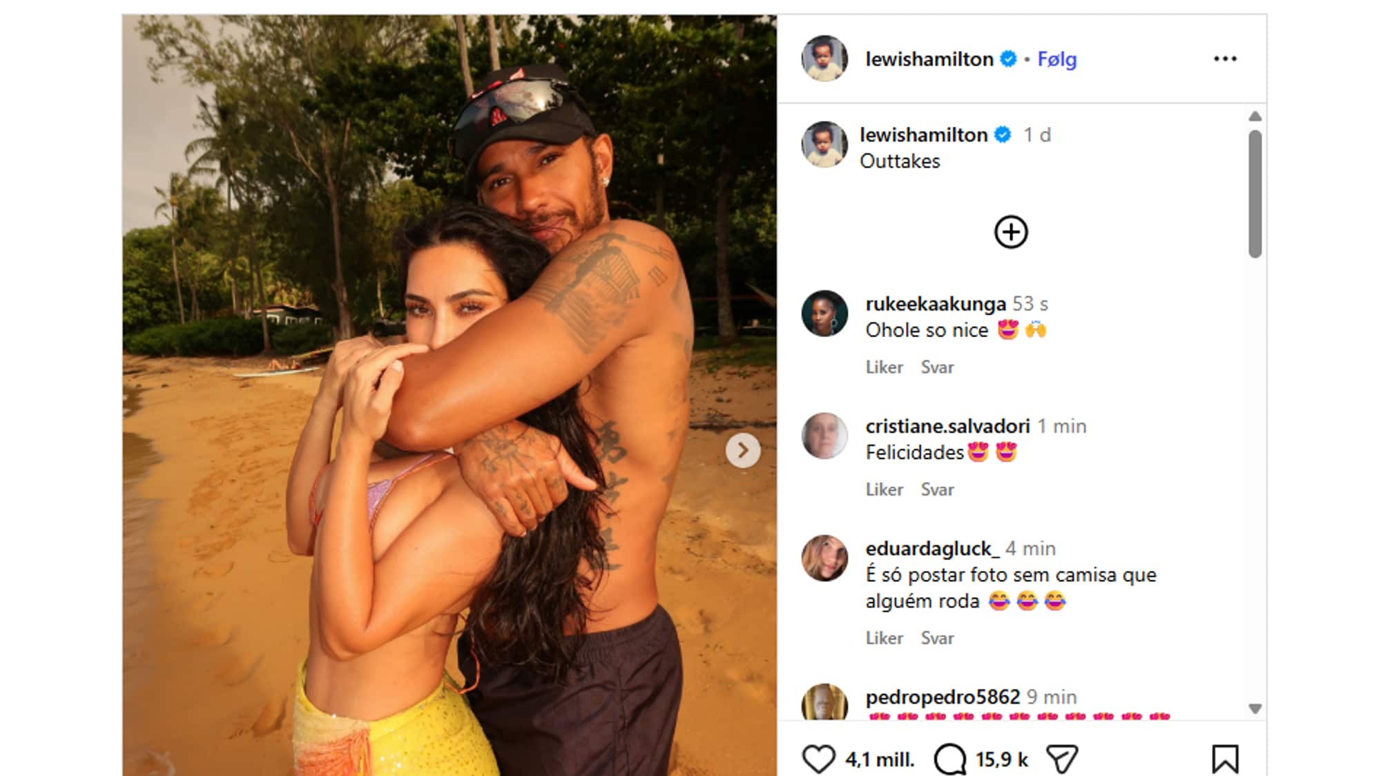 Kardashian og Lewis Hamilton.