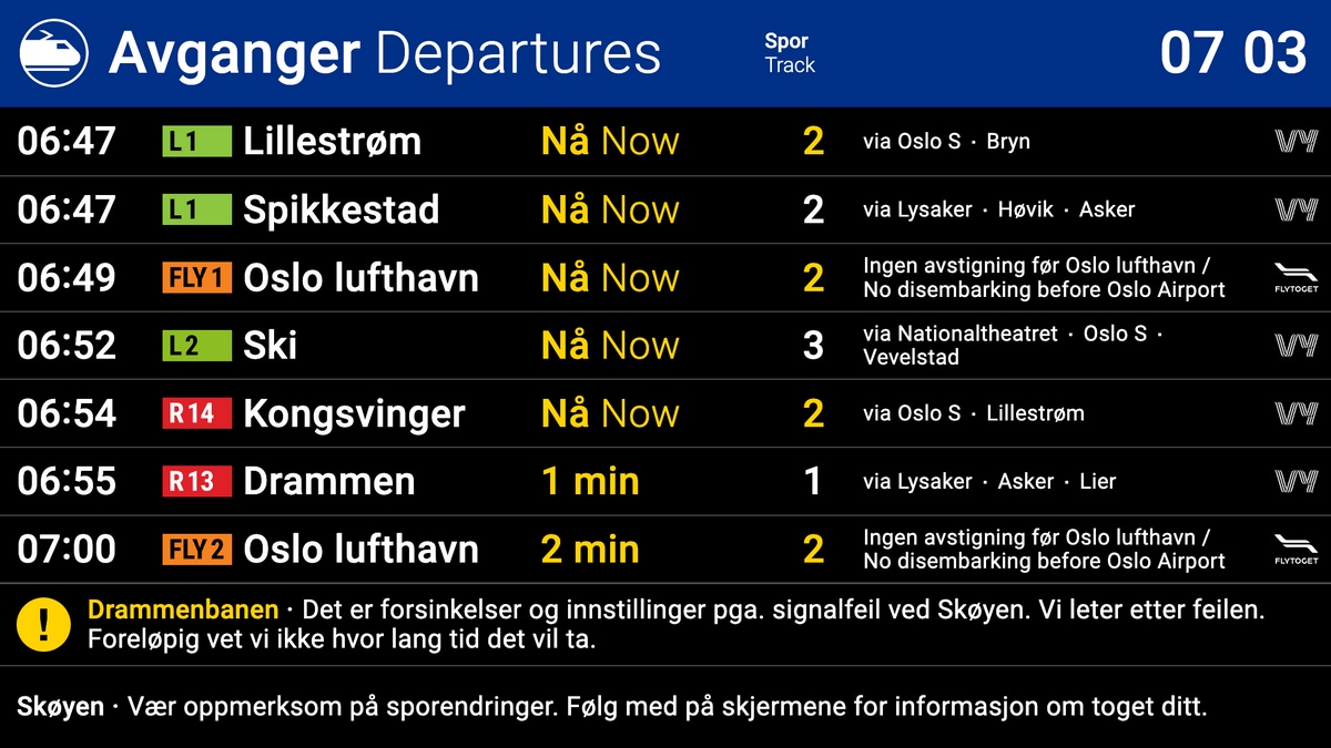Togproblemer i Oslo-området