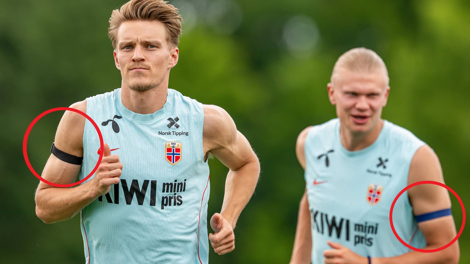 Martin Ødegaard og Erling Braut Haaland på trening