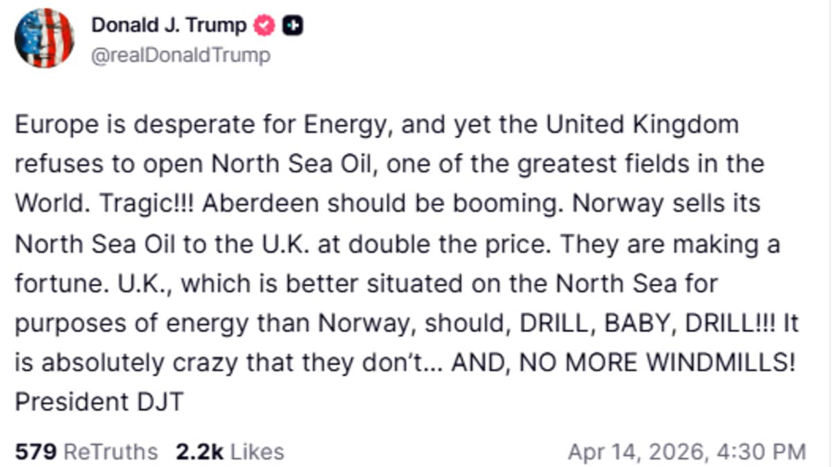 Trump med oljespark til Storbritannia: Ber dem se til Norge