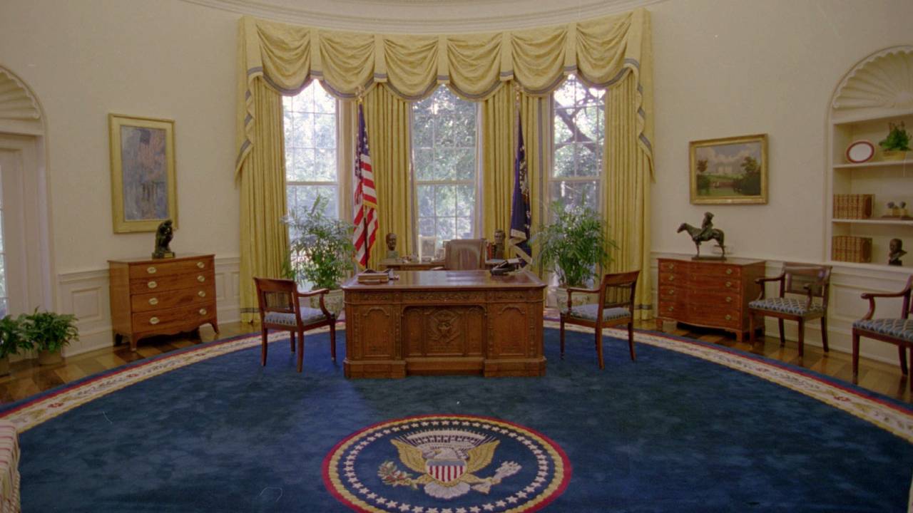 Det ovale kontor i Det hvite hus under Bill Clinton.