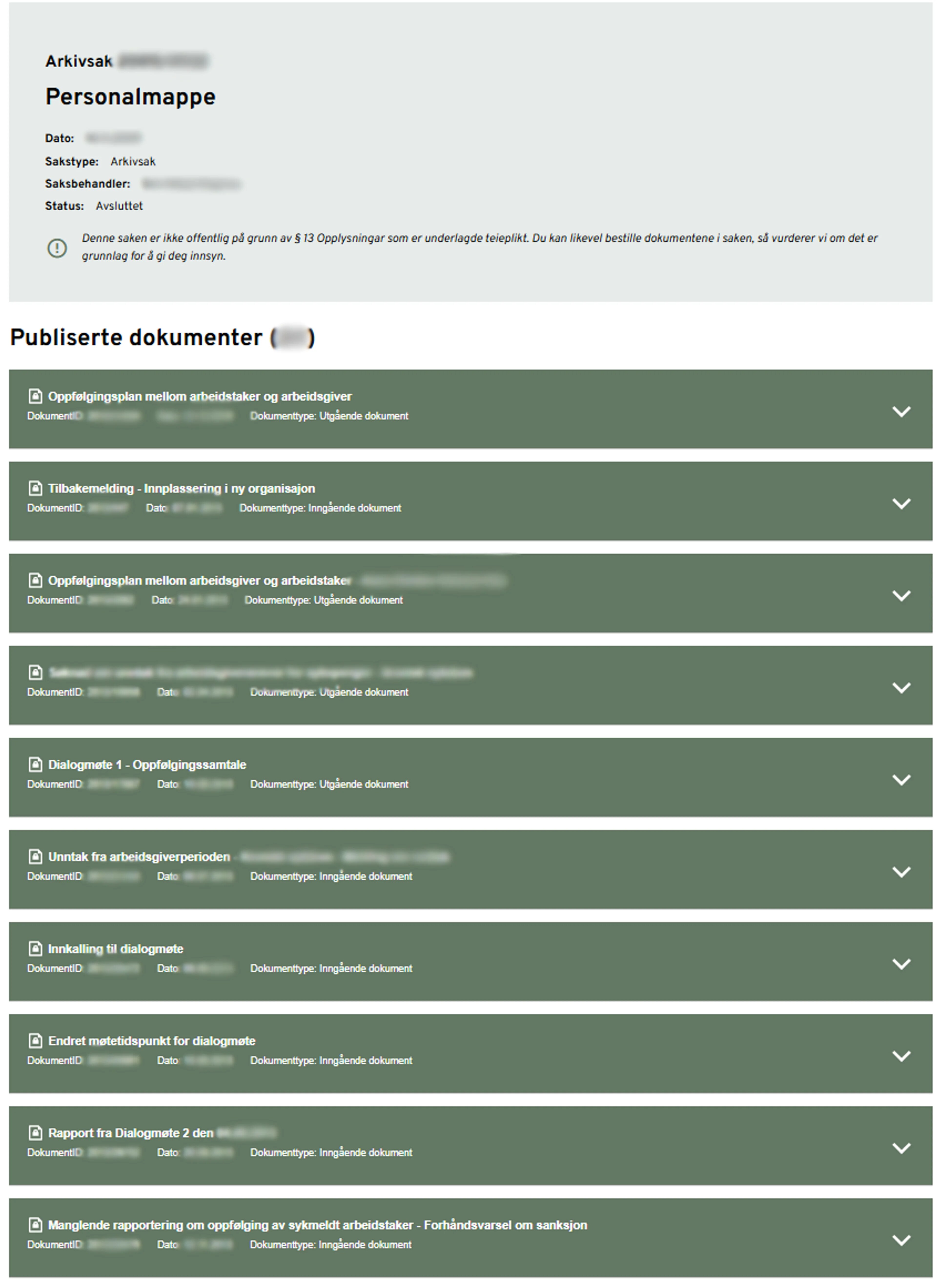 Sladdet personalmappe