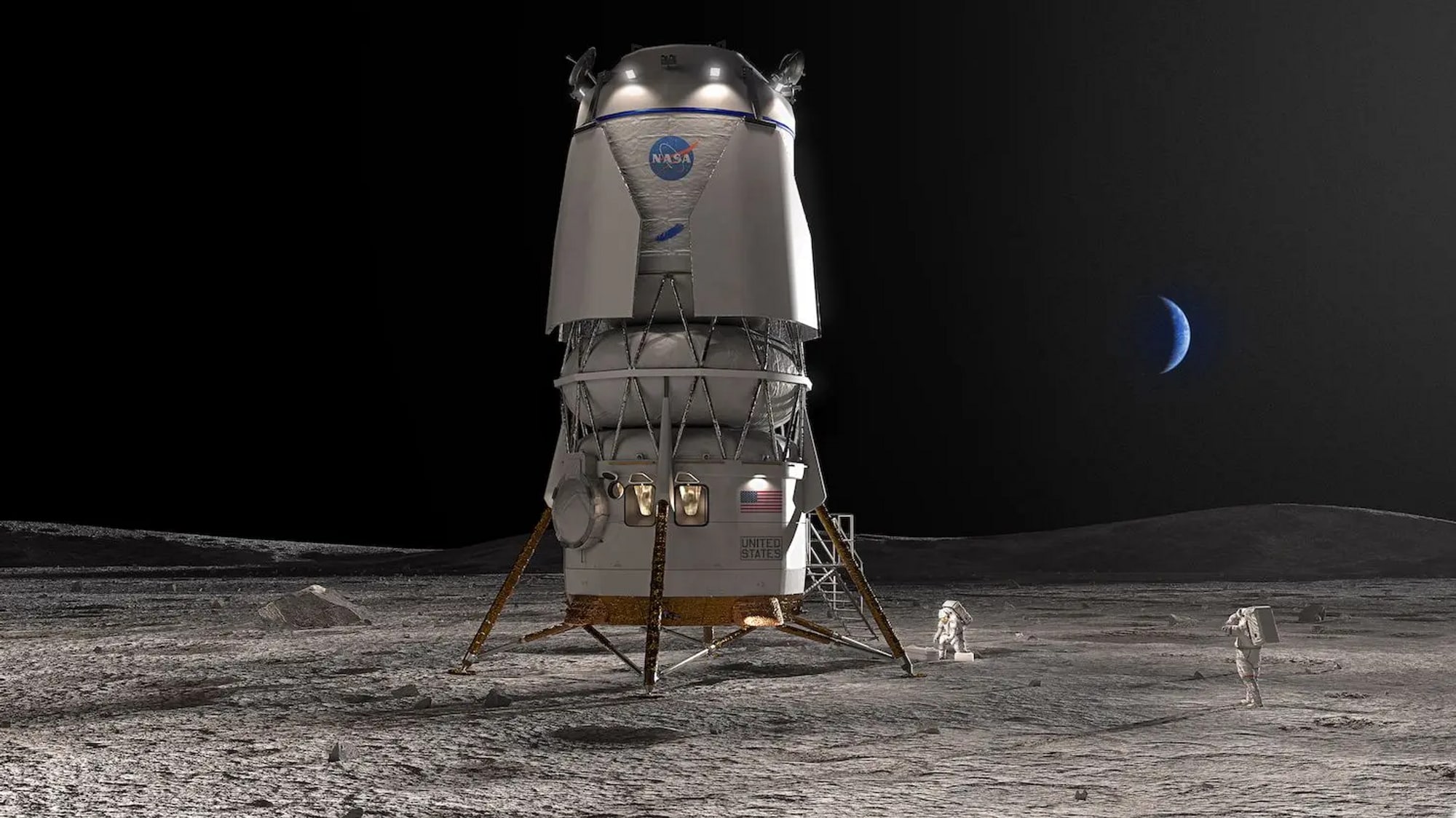 Månelanderen Blue Moon på månens overflate