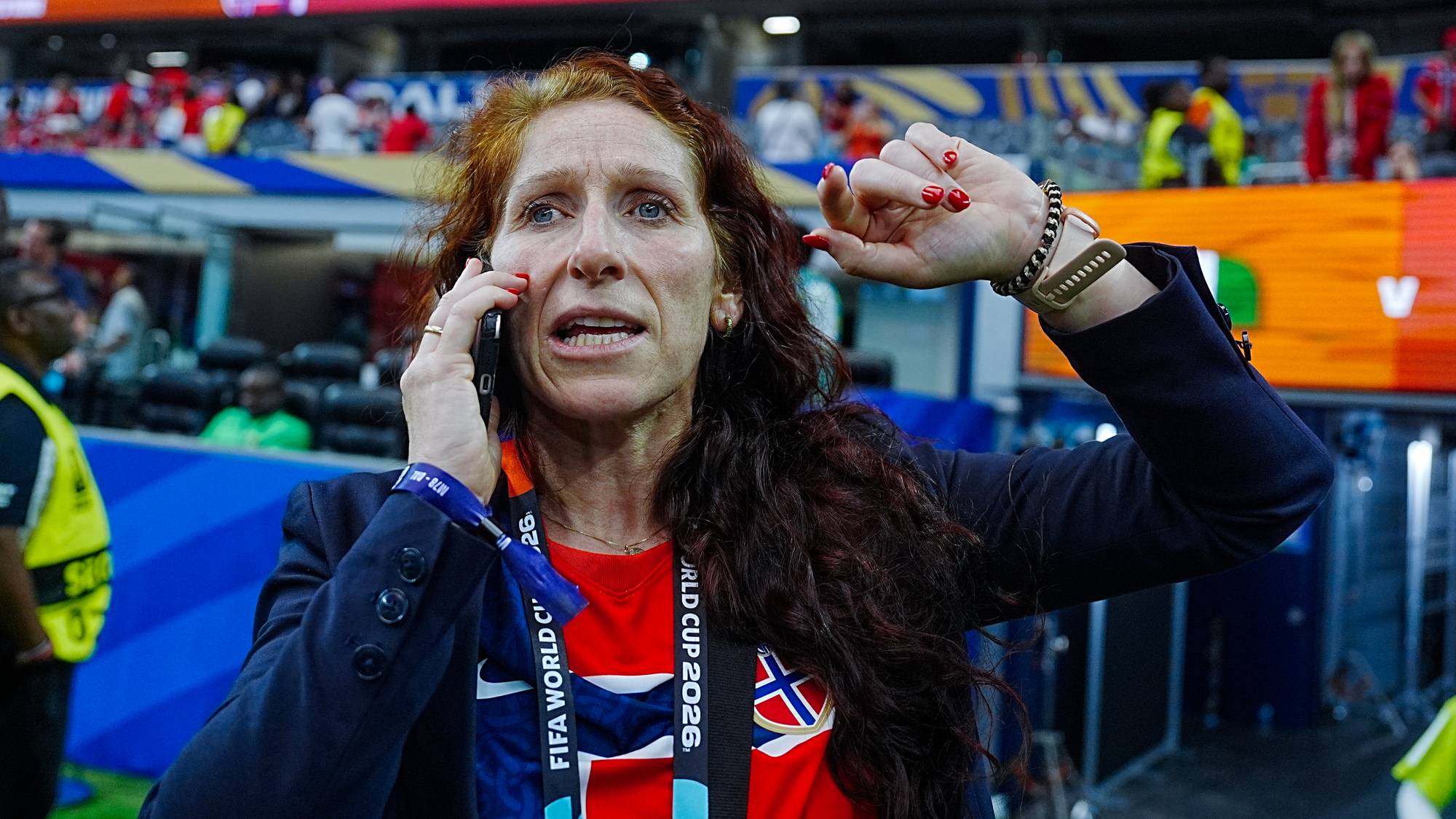Fotballpresident Lise Klaveness etter 16-delsfinalen mellom Elfenbenskysten og Norge under fotball-VM 2026 på Dallas stadion.