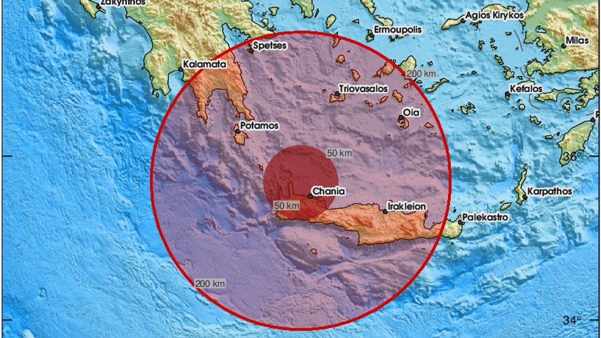 Jordskjelv med styrke på 5,3 på Kreta