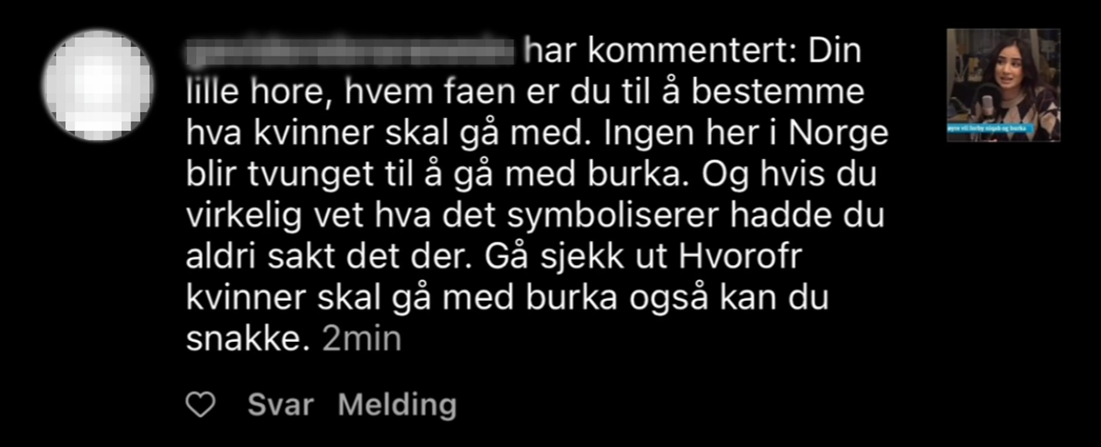 Skjermdumpane viser hatmeldingar retta mot norske politikarar. Namn og profilbilete er sladda for å verne om personopplysingar.