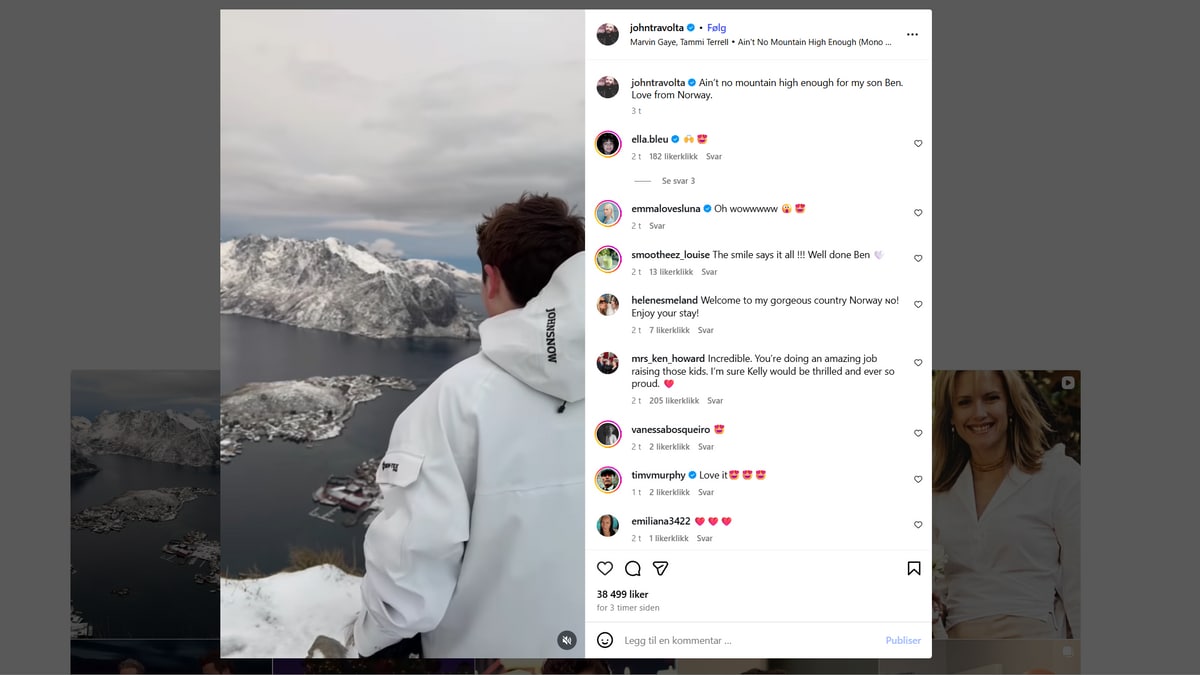 John Travolta deler video fra Reinebringen