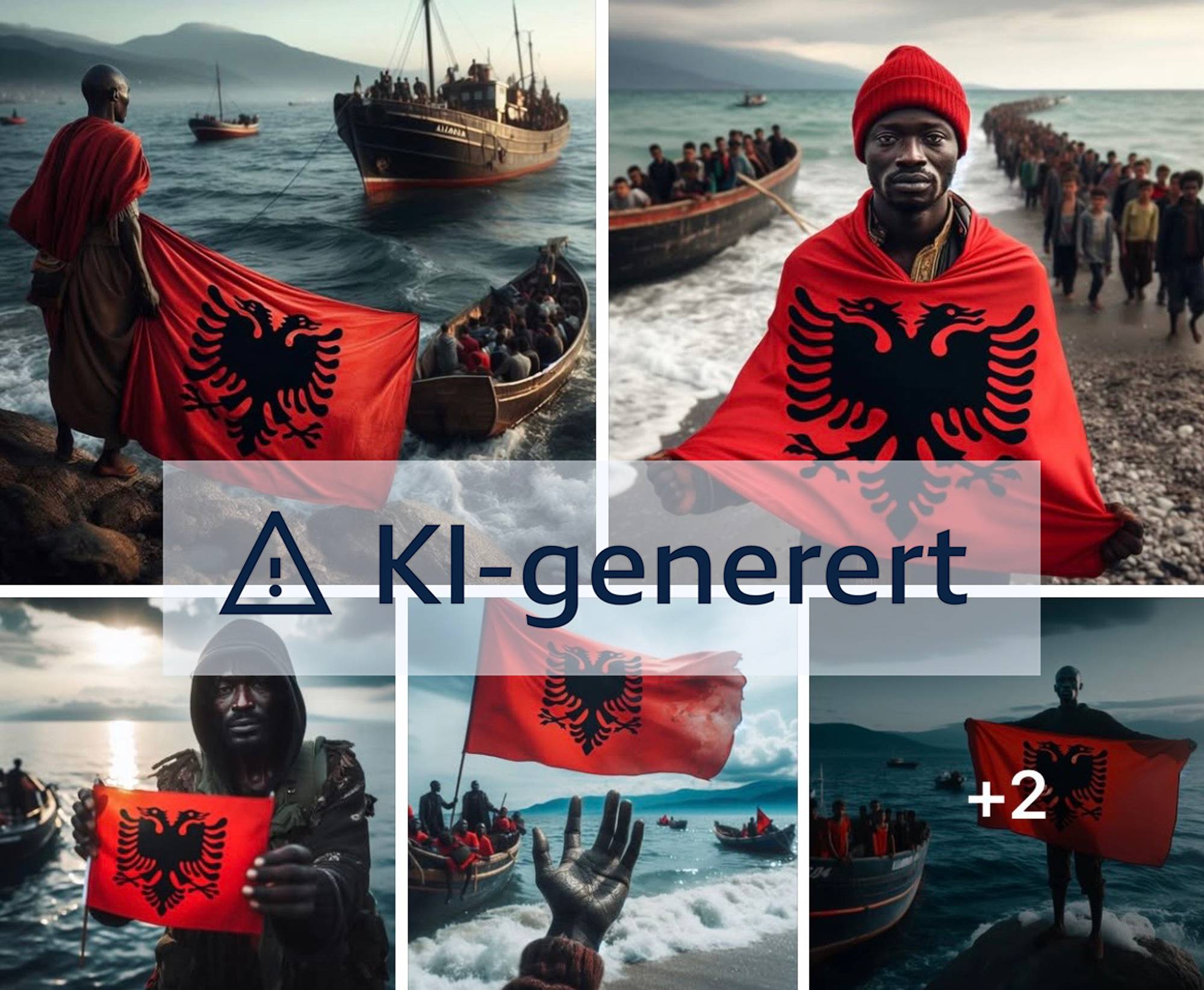 bildet viser afrikanske flyktninger på en båt