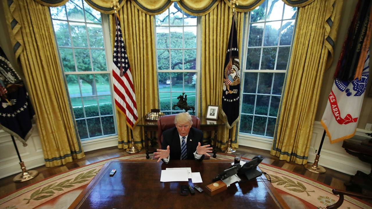 Det ovale kontor i Det hvite hus under Donald Trump.
