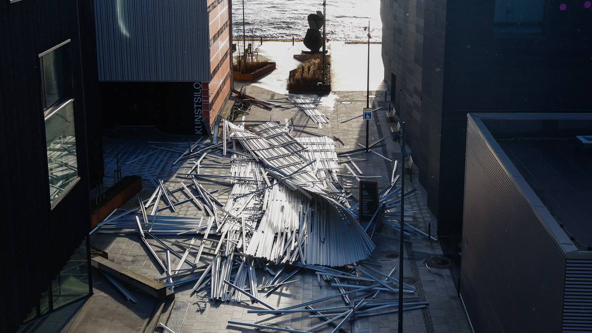 «Dave» herjer: Kledningen har løsnet fra Kunstsilo