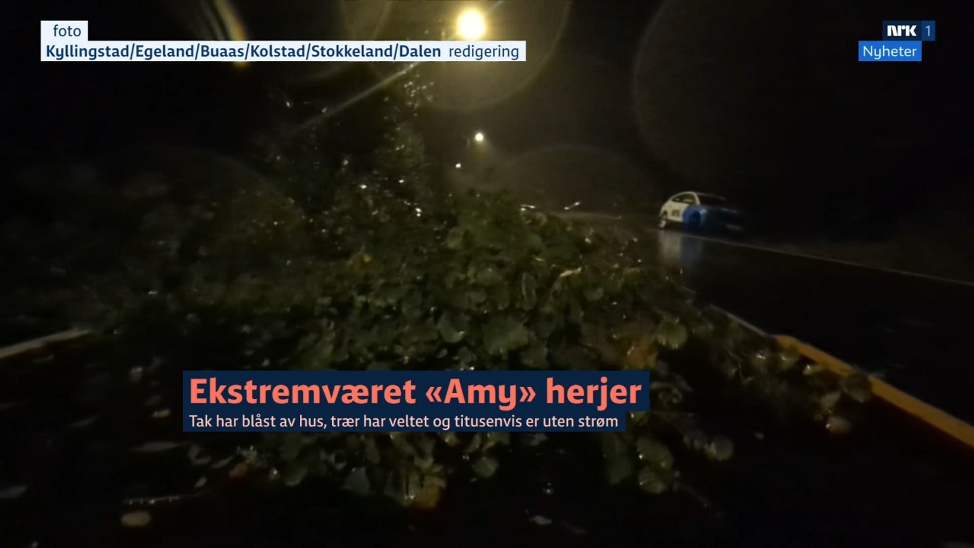 Ekstremværet «Amy» herjer