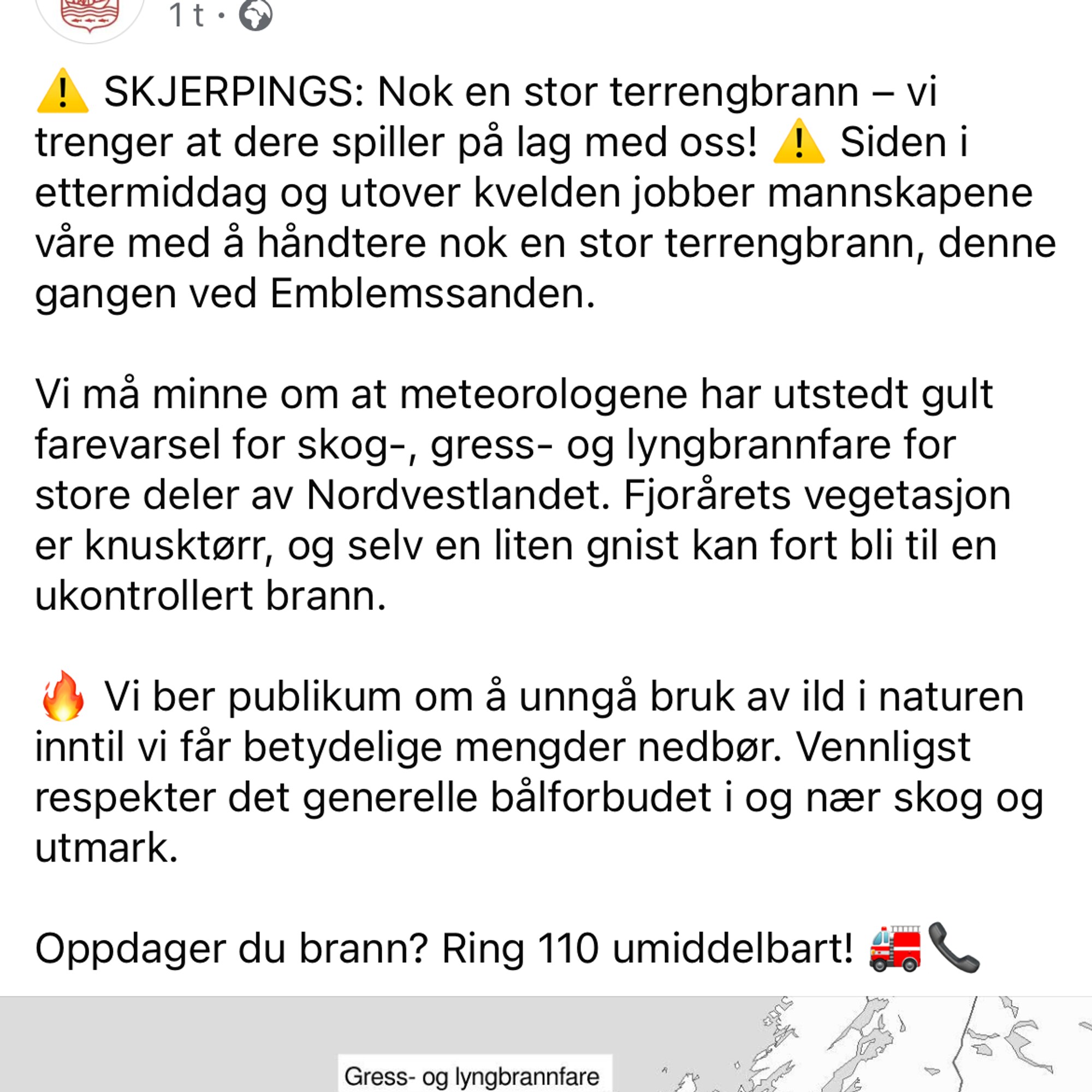 Skjermdump frå Facebook