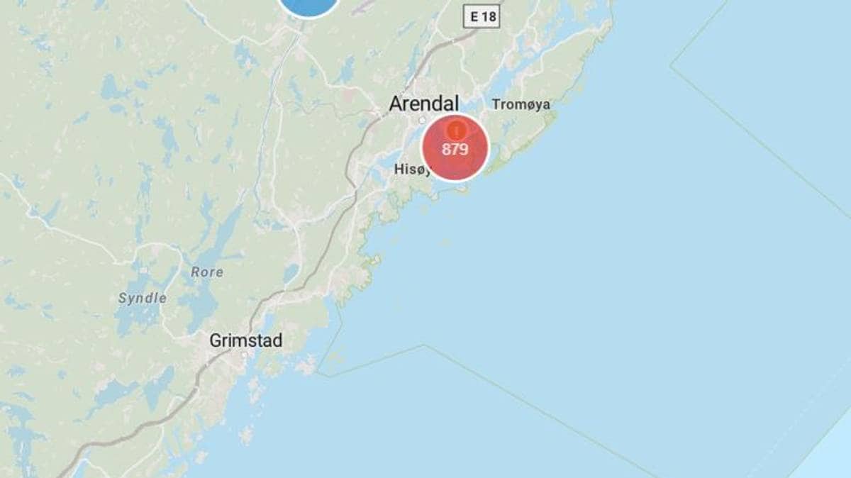 Over 800 uten strøm i Arendal